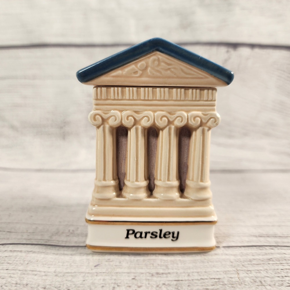 Danbury Mint Spices of the World Greece Parthenon Parsley Spice Jar Ceramic
